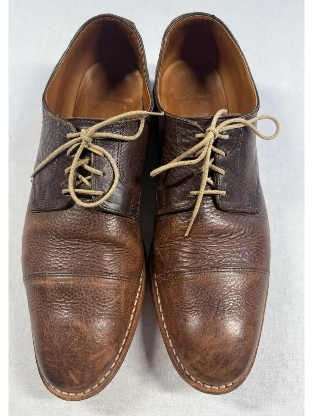 Allen Edmonds Oak Street Cap Toe Derby Shoes Oxfords Sz 12 D Brown Dainite Sole‎